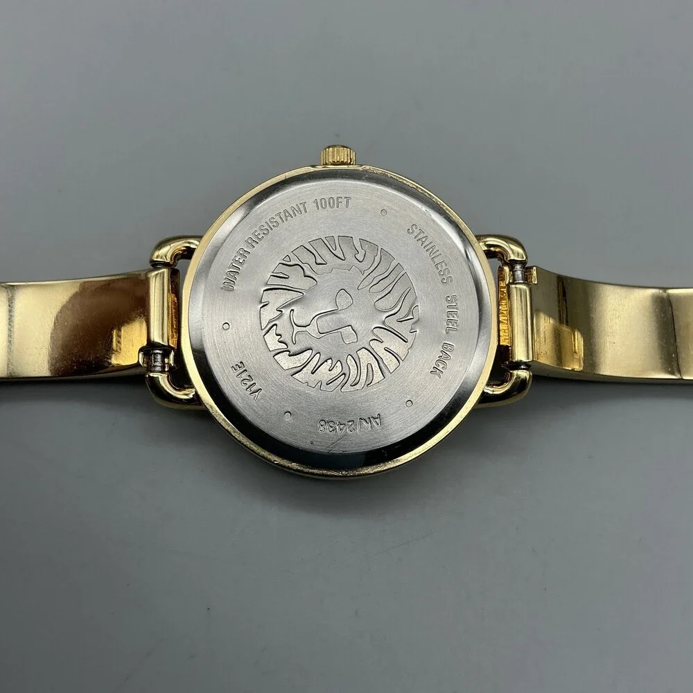 Anne Klein Womens Watch 30mm MOP Dial Gold Tone Beige Inlay New Battery 7